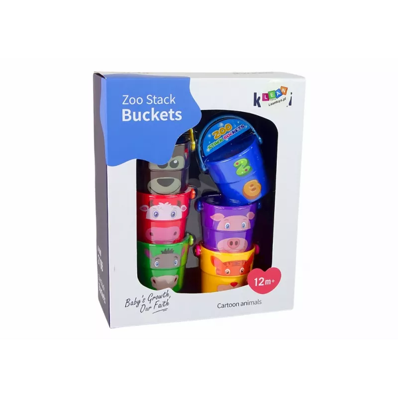 LEAN TOYS Set di secchielli colorati con animali - una piramide