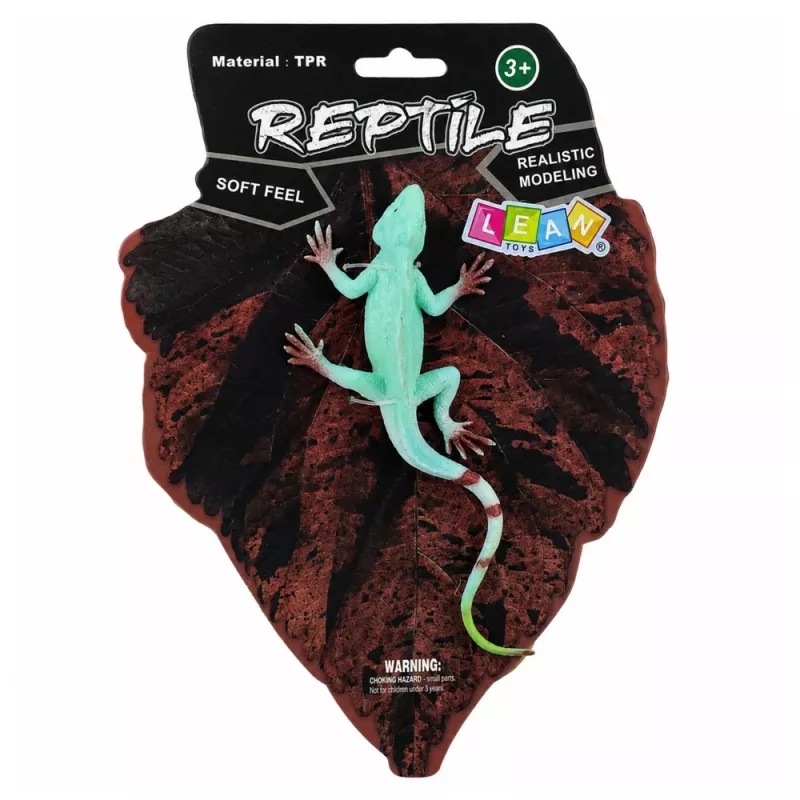 LEAN TOYS Agama Lizard Sailboat Figura in gomma estensibile realistica 16 cm