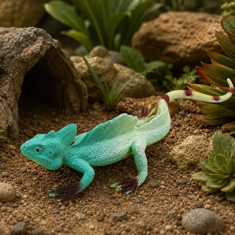 LEAN TOYS Agama Lizard Sailboat Figura in gomma estensibile realistica 16 cm