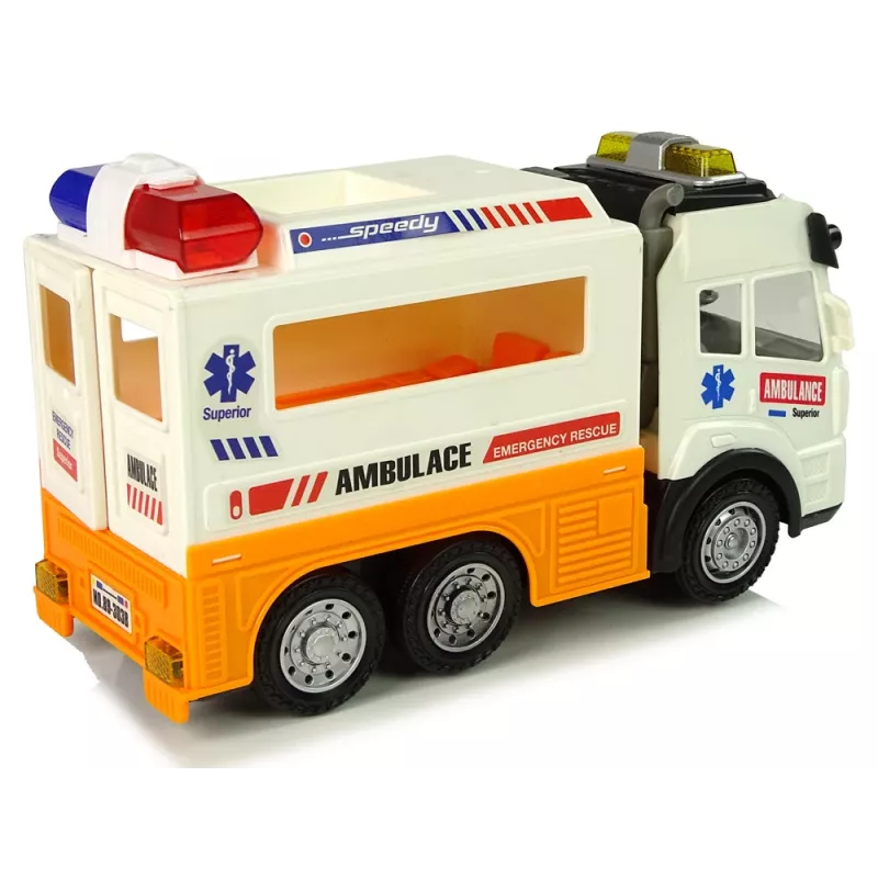 LEAN TOYS Ambulanza auto a batteria con luce e suono
