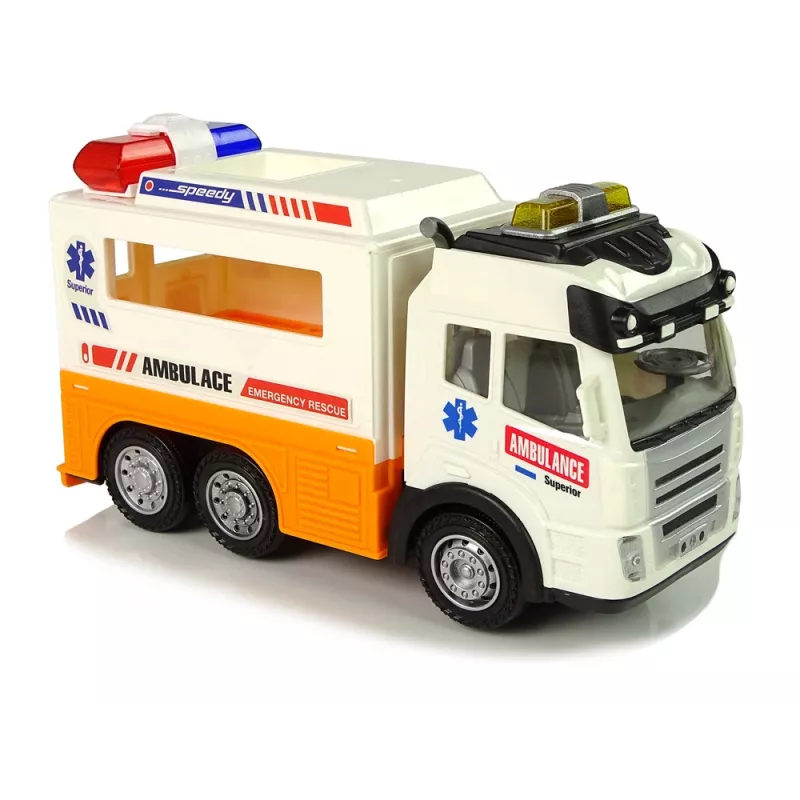 LEAN TOYS Ambulanza auto a batteria con luce e suono