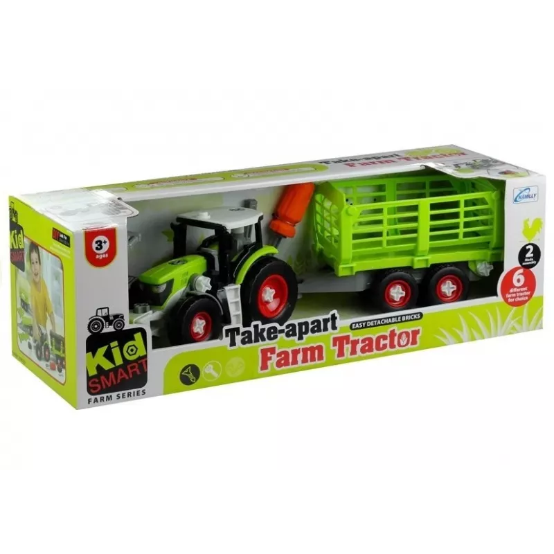 LEAN TOYS trattore da montare con rimorchio aperto 43 cm
