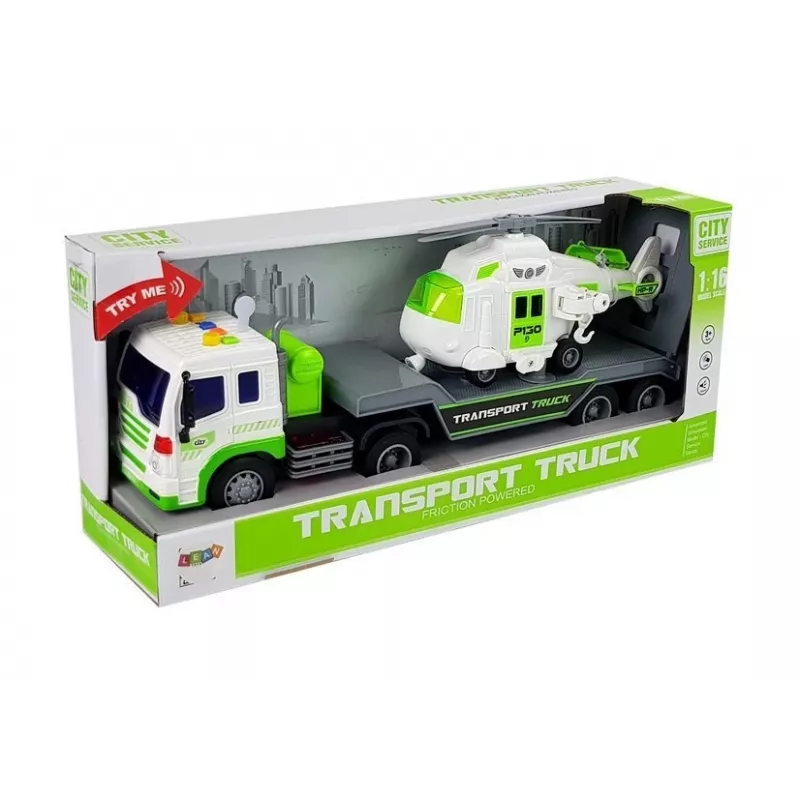 LEAN TOYS auto trasporto a batterie 1:16 con elicottero