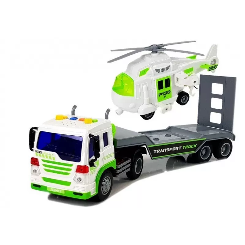 LEAN TOYS auto trasporto a batterie 1:16 con elicottero