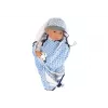 LEAN TOYS Bambola neonato 46 cm ciuccio blu coperta con stelle