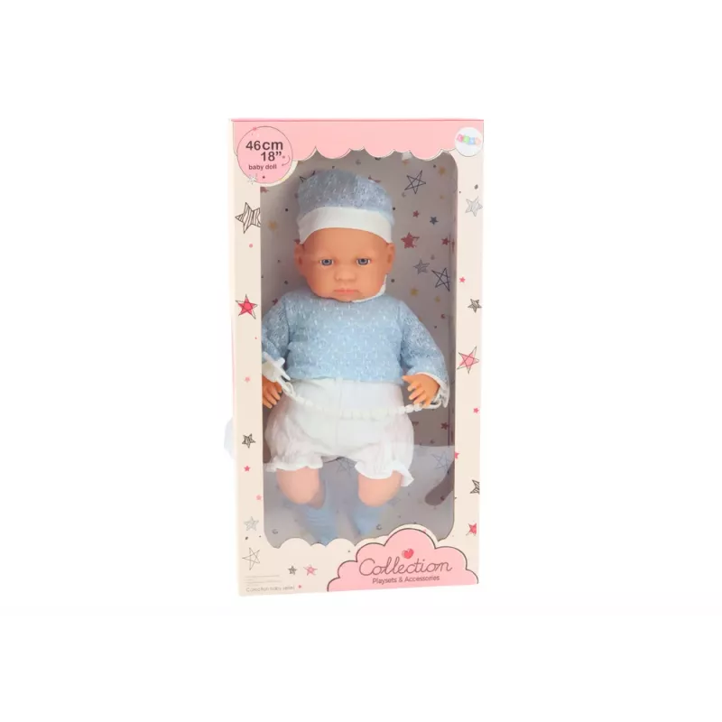 LEAN TOYS Bambola neonato 46 cm blu ciuccio cappello calzini