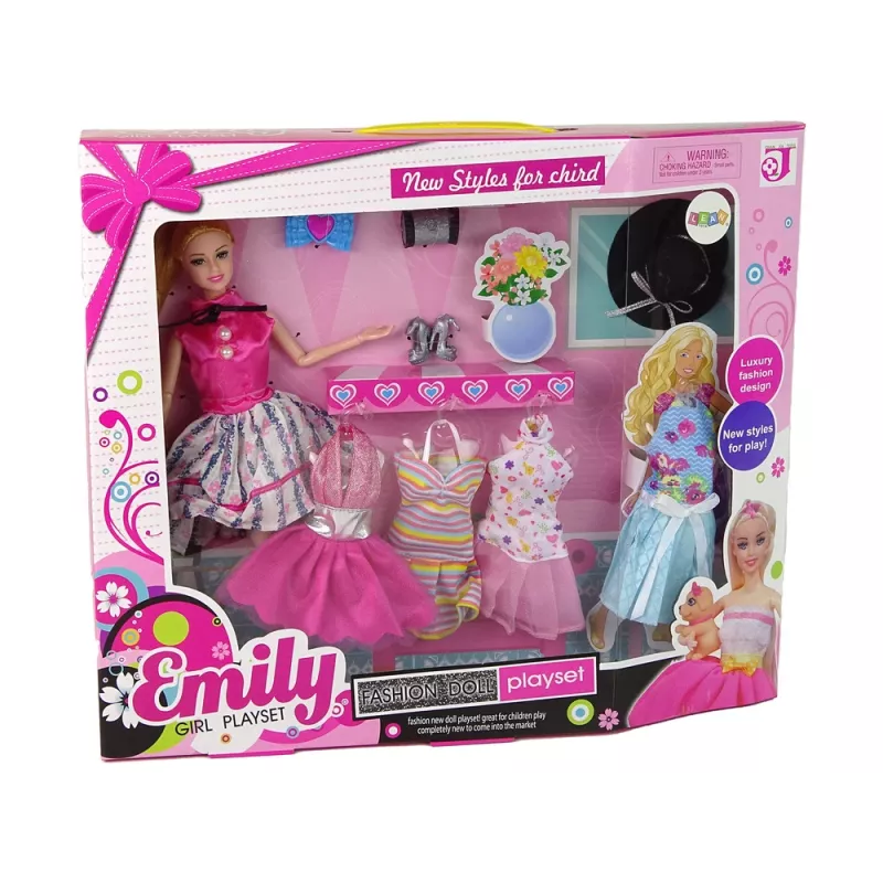LEAN TOYS bambola Baby Doll Emily con accessori e vestiti rimovibili