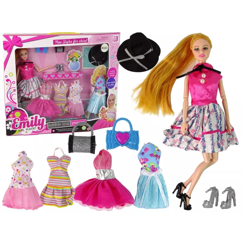 LEAN TOYS bambola Baby Doll Emily con accessori e vestiti rimovibili