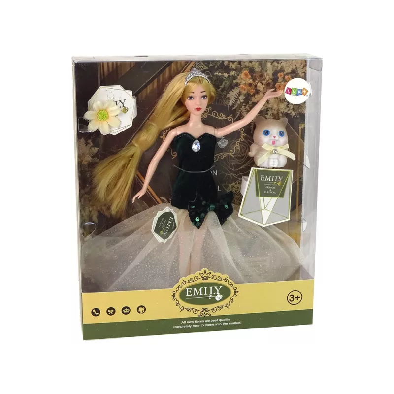 LEAN TOYS bambola Baby Doll Emily capelli lunghi gattino fiore