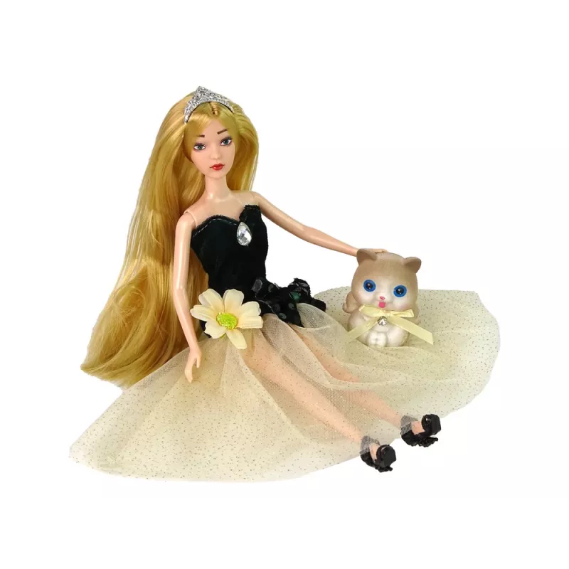 LEAN TOYS bambola Baby Doll Emily capelli lunghi gattino fiore