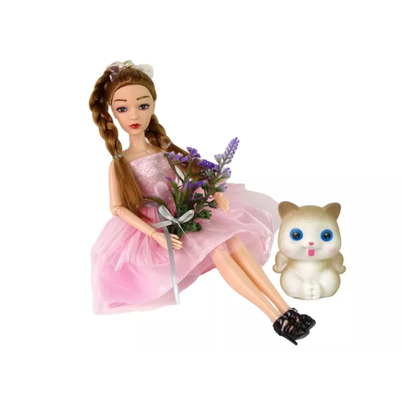 LEAN TOYS bambola Baby Doll Emily codini gatto fiori