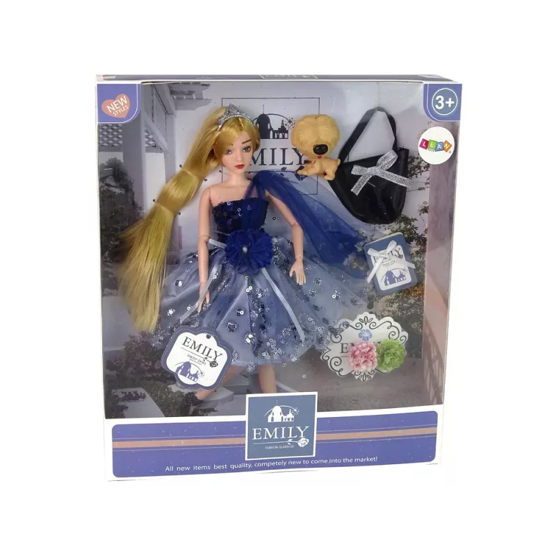 LEAN TOYS bambola Baby Emily con borsa a forma di cane fiori