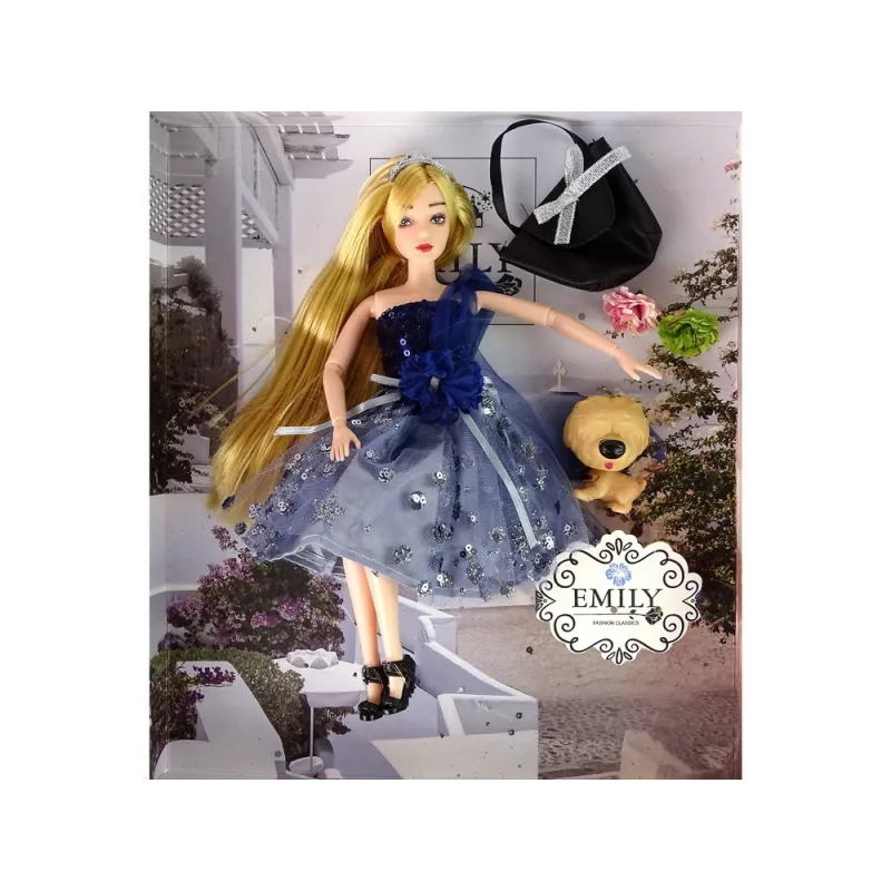 LEAN TOYS bambola Baby Emily con borsa a forma di cane fiori