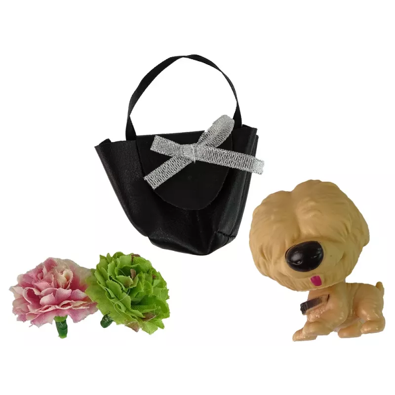 LEAN TOYS bambola Baby Emily con borsa a forma di cane fiori