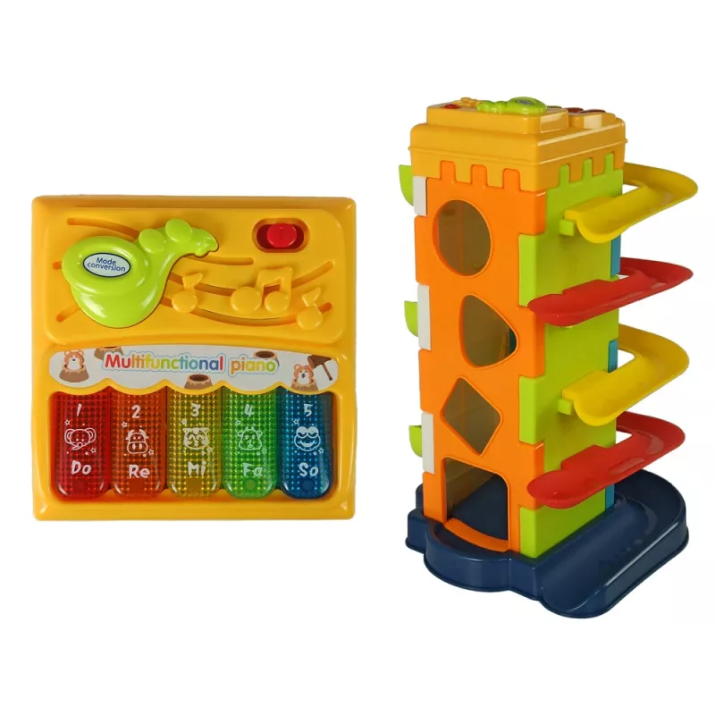 LEAN TOYS Pista con palline blocco didattico ordinatore con pianoforte