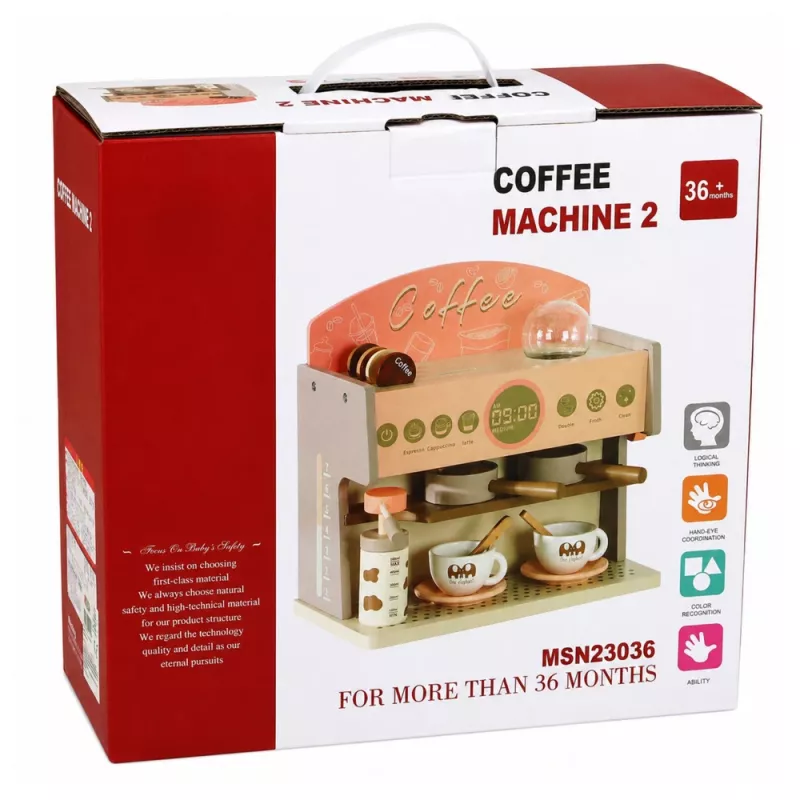 LEAN TOYS set barista macchina per caffè accessori in legno rosa