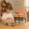 LEAN TOYS set barista macchina per caffè accessori in legno rosa