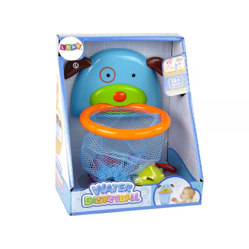LEAN TOYS Giocattolo da bagno mini basket cane pesce di gomma