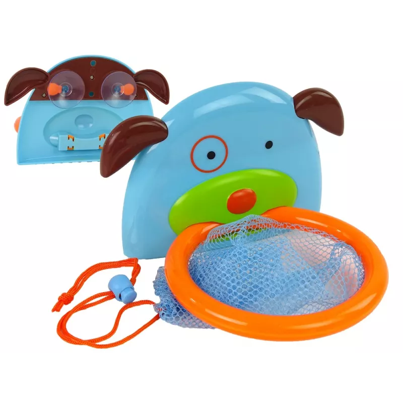 LEAN TOYS Giocattolo da bagno mini basket cane pesce di gomma