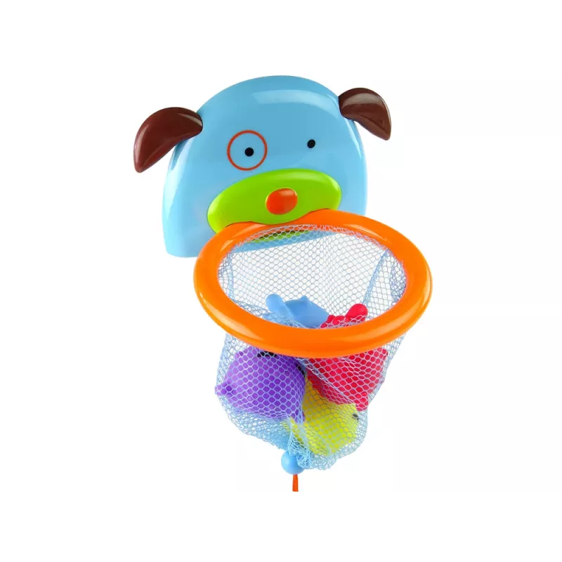 LEAN TOYS Giocattolo da bagno mini basket cane pesce di gomma