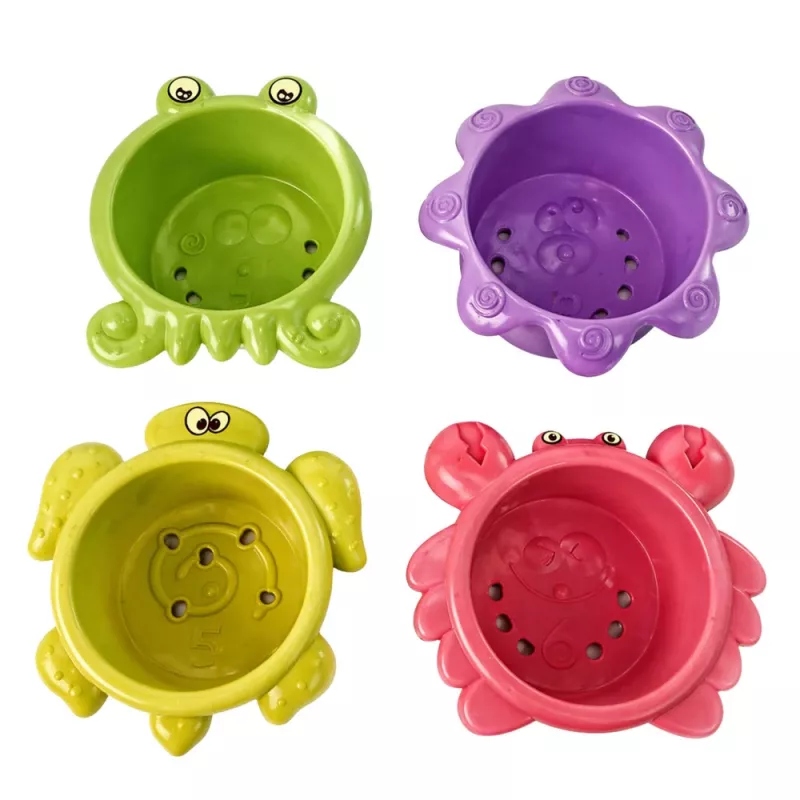 LEAN TOYS Set giochi da bagno: nave, animali marini, cascata, ventose