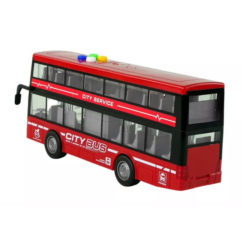 LEAN TOYS autobus a due piani a batteria con luce e suono, frizione, rosso