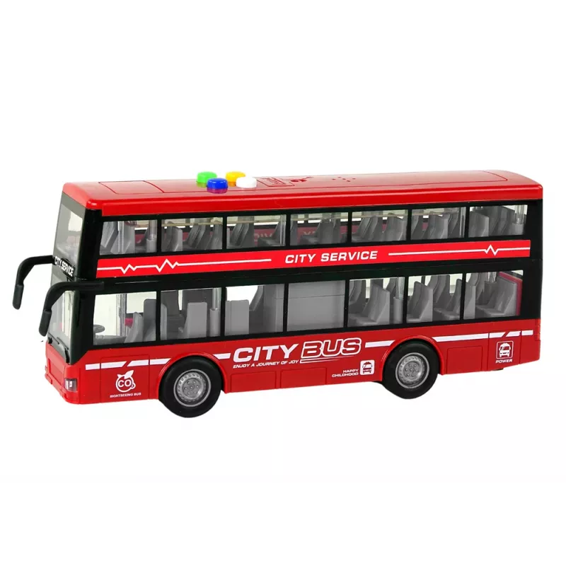 LEAN TOYS autobus a due piani a batteria con luce e suono, frizione, rosso