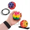 LEAN TOYS Palla Rimbalzante con Elastico, Sensoriale, con Noduli, Colorata, 6 cm