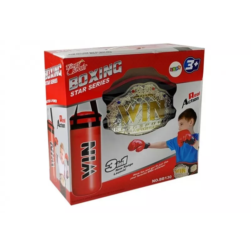 LEAN TOYS set boxe, sacco da boxe, guantoni, cintura
