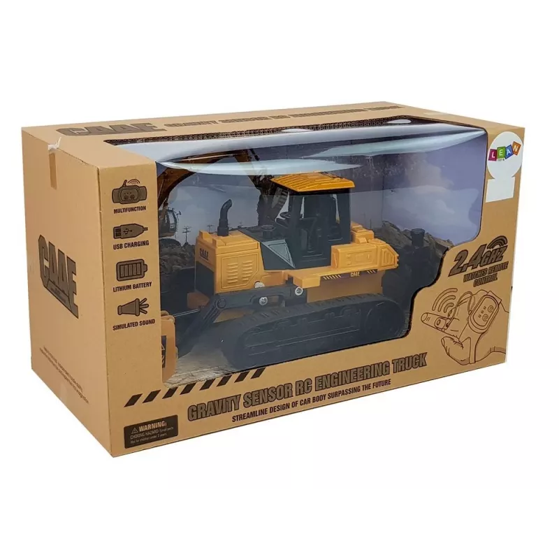 LEAN TOYS Bulldozer con cingoli, radiocomandato a gesti, 2.4G, 1:28
