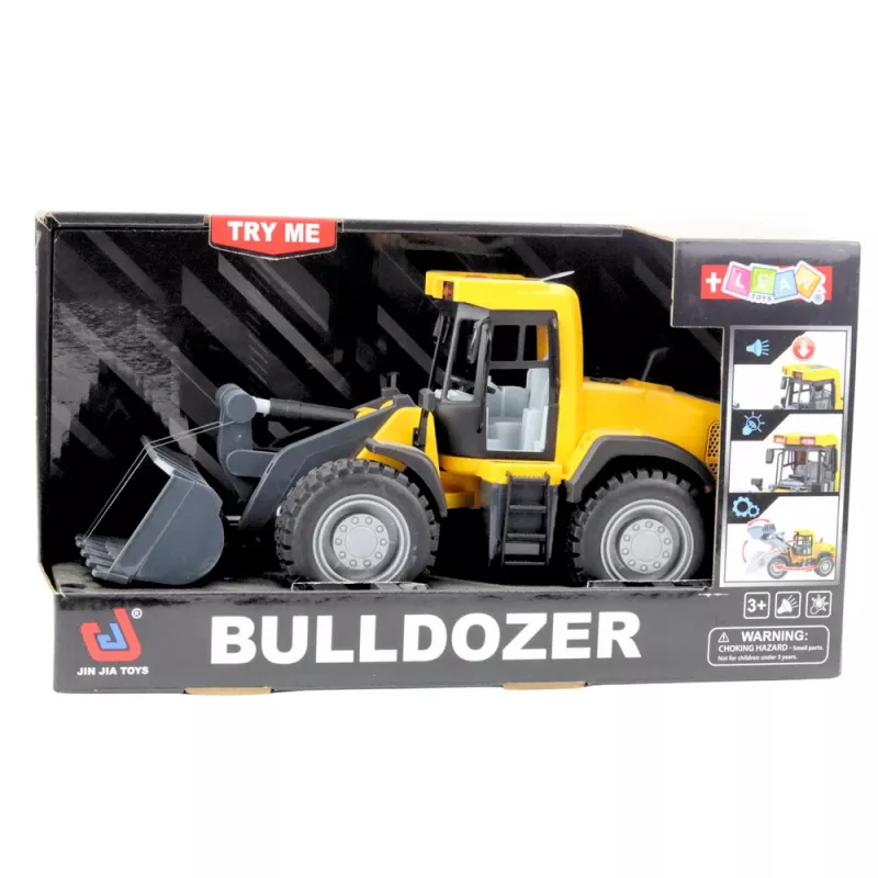 LEAN TOYS Bulldozer escavatore con luci, suoni e pala mobile – giallo