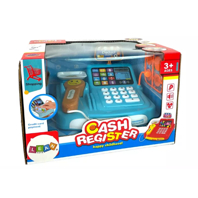 LEAN TOYS registratore di cassa con bilancia per confezioni di biscotti, batteria e scanner