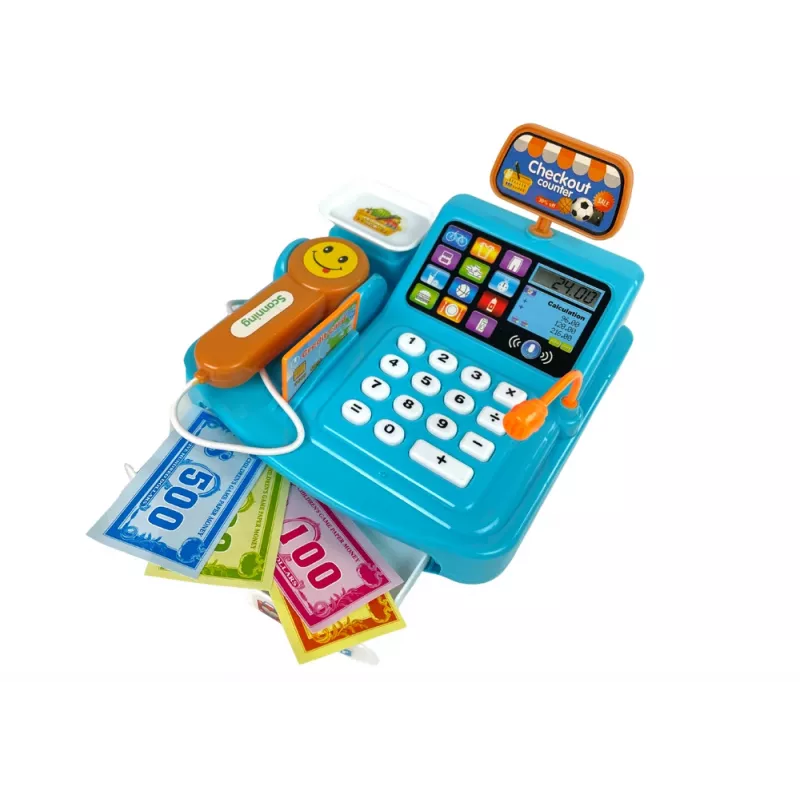 LEAN TOYS registratore di cassa con bilancia per confezioni di biscotti, batteria e scanner