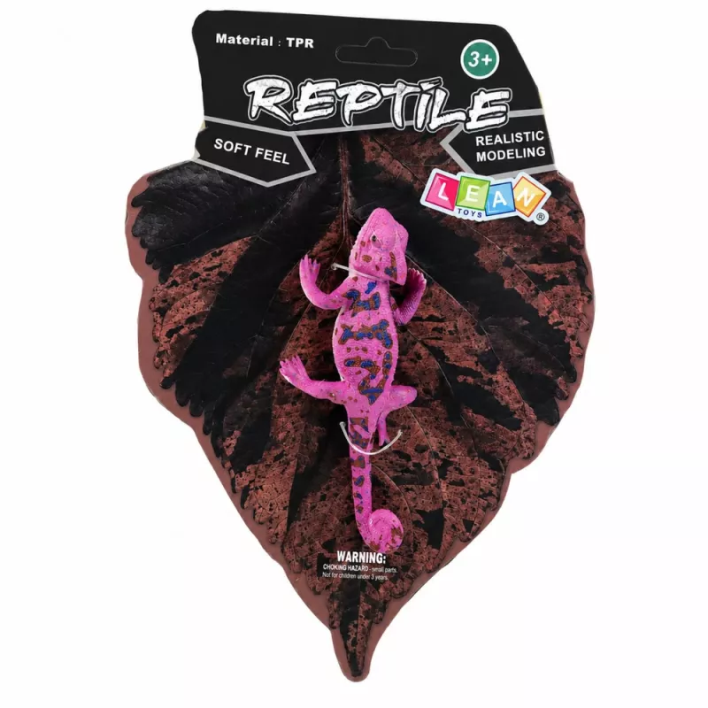LEAN TOYS figura di camaleonte in gomma estensibile realistica rettile viola 14 cm