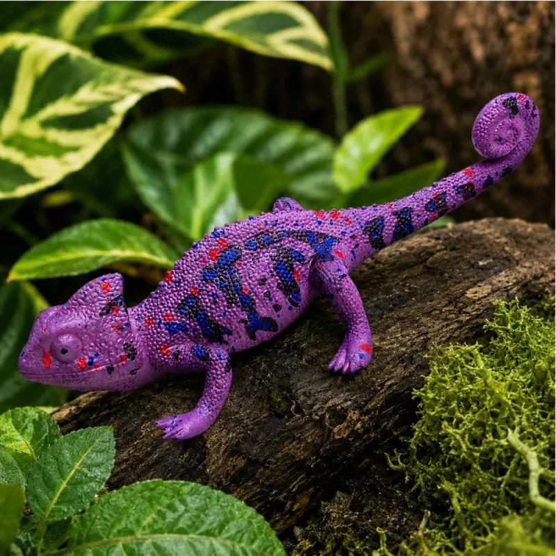 LEAN TOYS figura di camaleonte in gomma estensibile realistica rettile viola 14 cm
