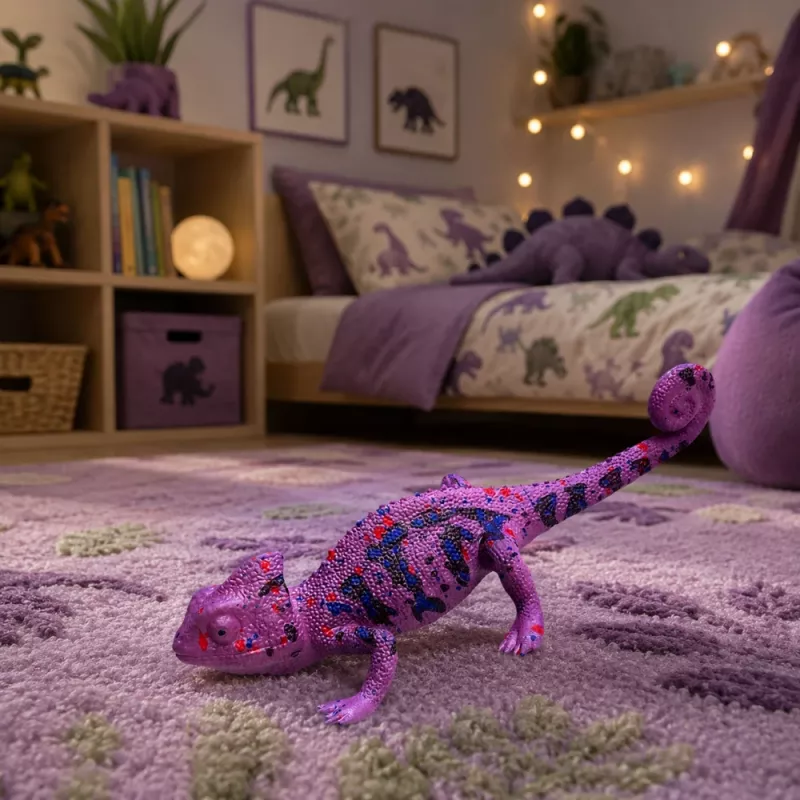 LEAN TOYS figura di camaleonte in gomma estensibile realistica rettile viola 14 cm