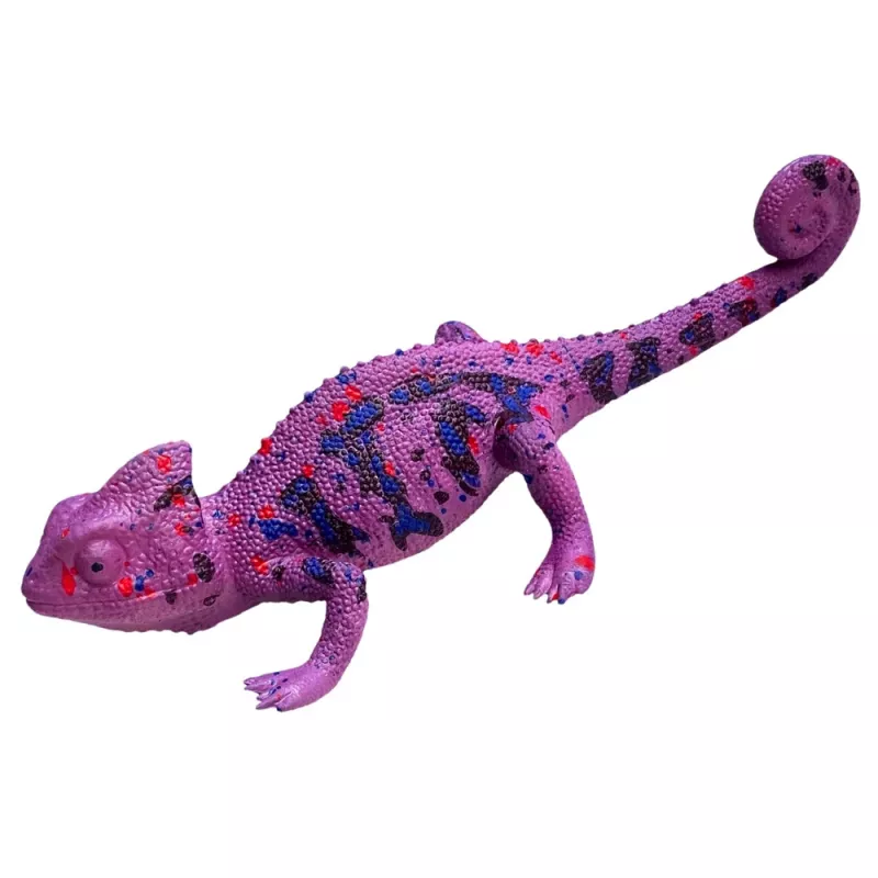 LEAN TOYS figura di camaleonte in gomma estensibile realistica rettile viola 14 cm
