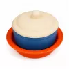 LEAN TOYS Set stoviglie per bambini in fibra di bambù, blu e arancione, 15 pezzi
