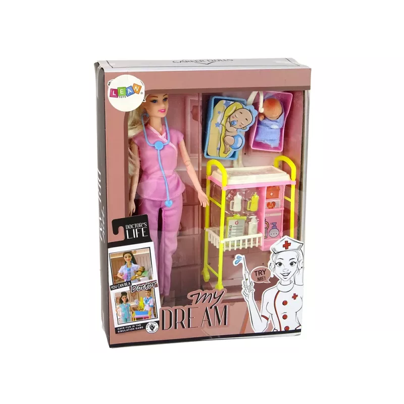 LEAN TOYS Dottore bambole per bambini capelli lunghi accessori