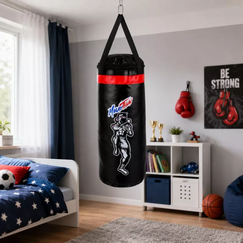 LEAN TOYS Set sacco da boxe per bambini con guantoni Muay Thai 65x22cm L