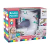 Lean Toys macchina da cucire per bambini - bianco, a batteria, giocattolo realistico con pedale e luce LED