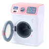 LEAN TOYS Lavatrice giocattolo per bambini con cestello rotante, luci e suoni, bianco/rosa