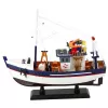LEAN TOYS Pezzo da collezione modello decorativo peschereccio nave attrezzata 37x34cm