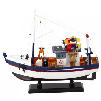 LEAN TOYS Pezzo da collezione modello decorativo peschereccio nave attrezzata 37x34cm