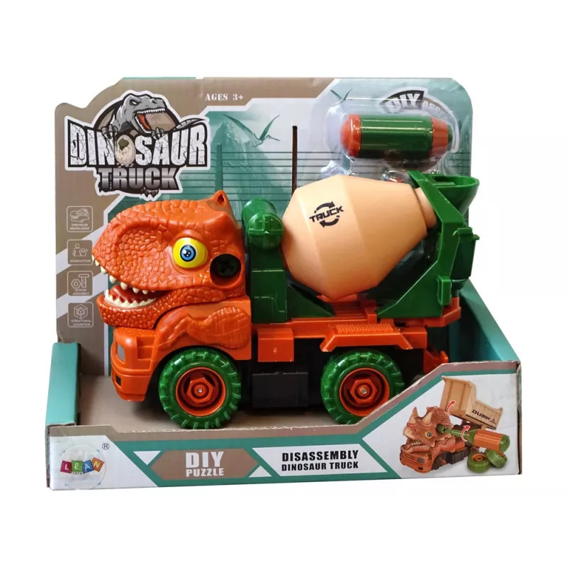 LEAN TOYS Betoniera dinosauro Unwrecker accessorio arancione
