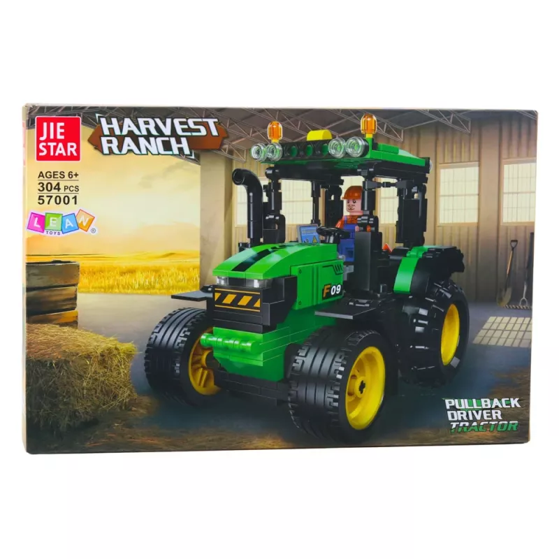 LEAN TOYS Mattoncini trattore agricoltura verde 304 pezzi