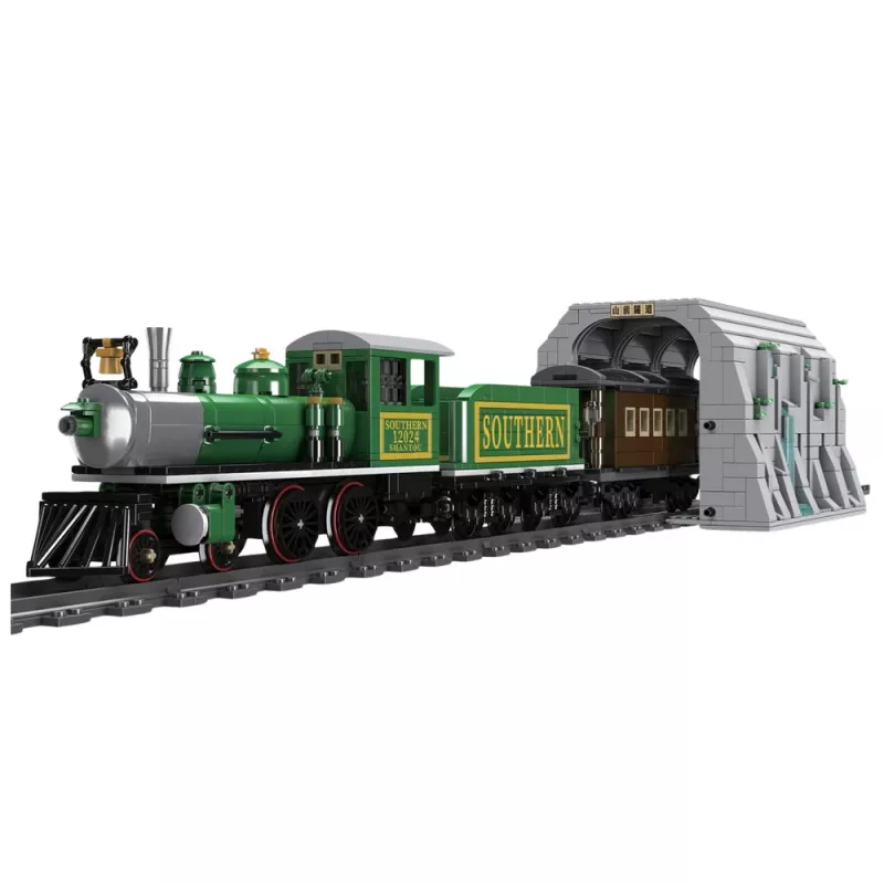 Mattoncini locomotiva a vapore radiocomandata RC LEAN TOYS verde 1212 pezzi