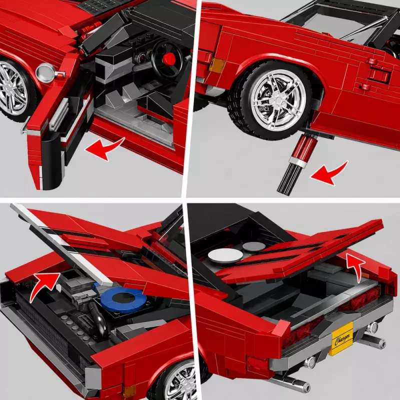 LEAN TOYS Mattoncini auto sportiva Charger rossa 1869 pezzi