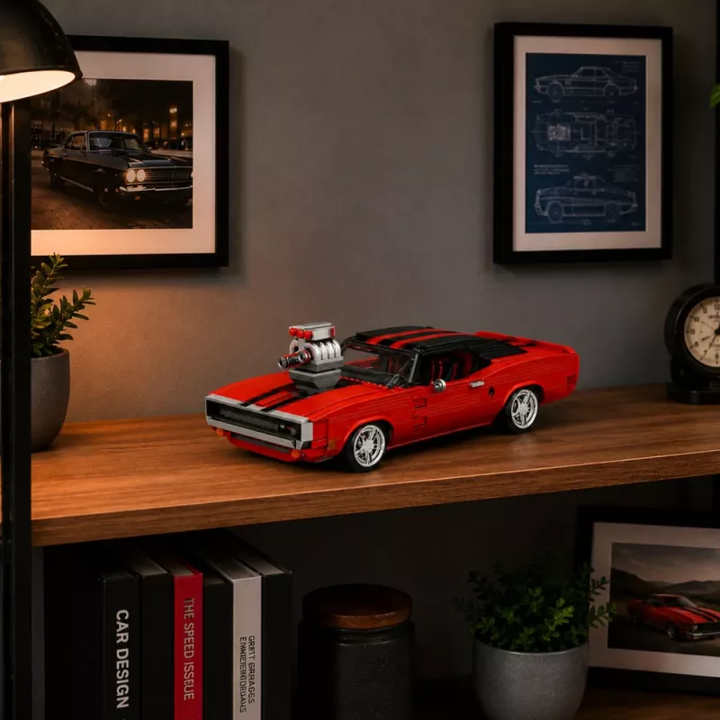 LEAN TOYS Mattoncini auto sportiva Charger rossa 1869 pezzi