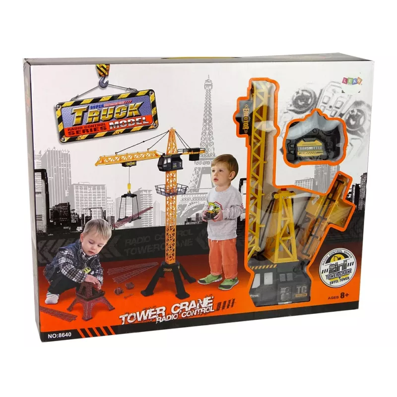 LEAN TOYS Gru da costruzione con radiocomando kit Torre Eiffel alta 90 cm